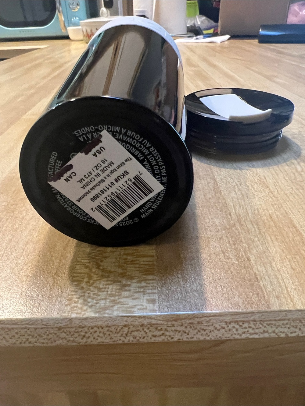 #3366**Starbucks Black Travel Tumbler with White Grip - Picture 3 of 17